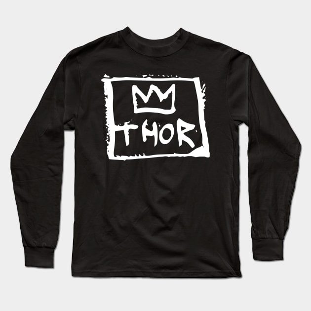 Thor Crown Doddle White Long Sleeve T-Shirt by Mijumi Doodles